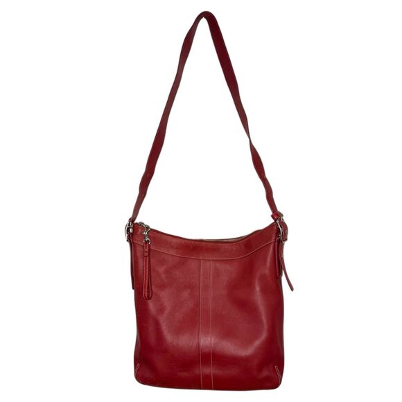 Vtg Coach Legacy Slim Duffle Shoulder Bag Red Leather Adjustable Strap 9188 - Picture 1 of 10